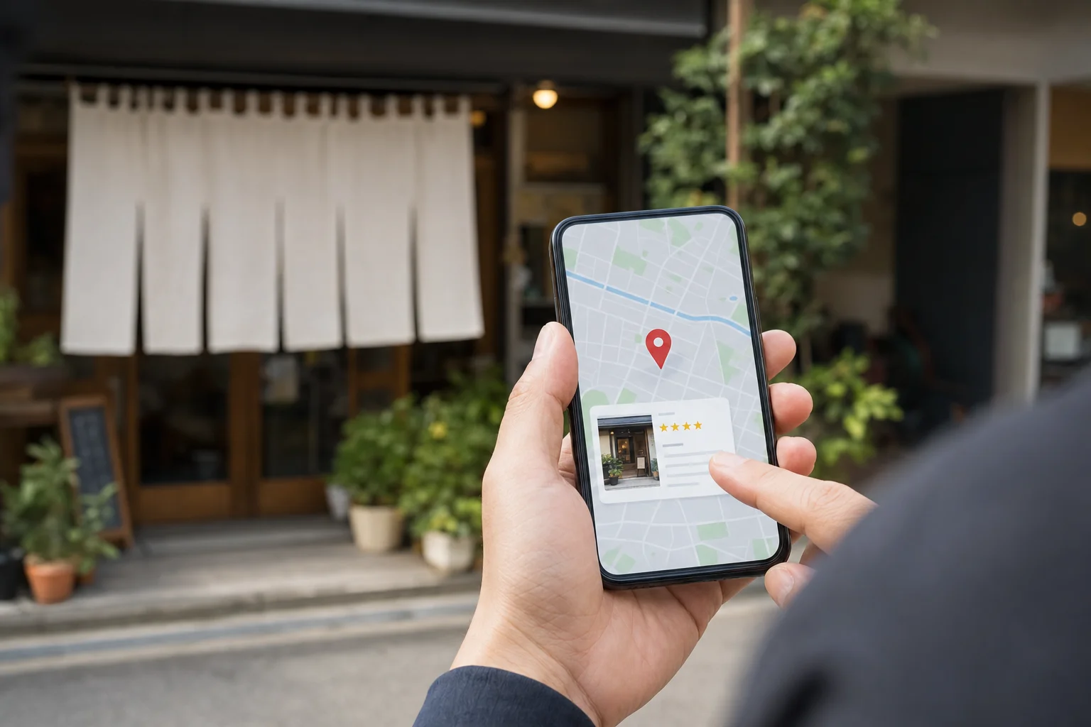 MEO対策 — 地域店舗のGoogleマップ集客イメージ